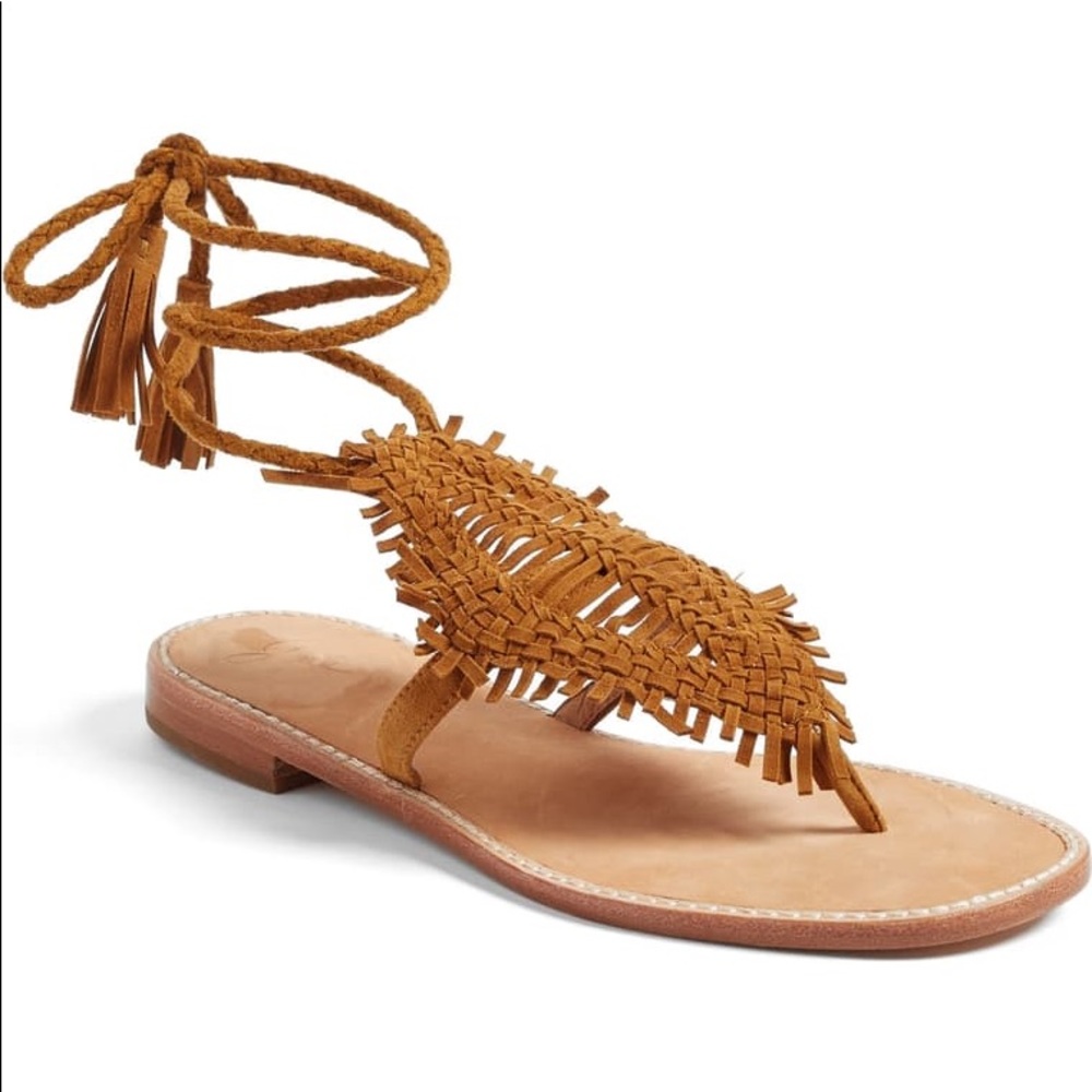 Suede ankle wrap sandal